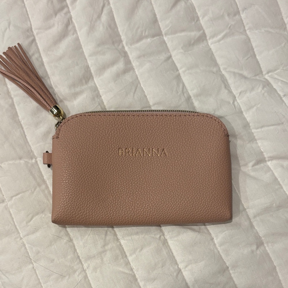 Blush Leather Wallet with the name Brianna on it.